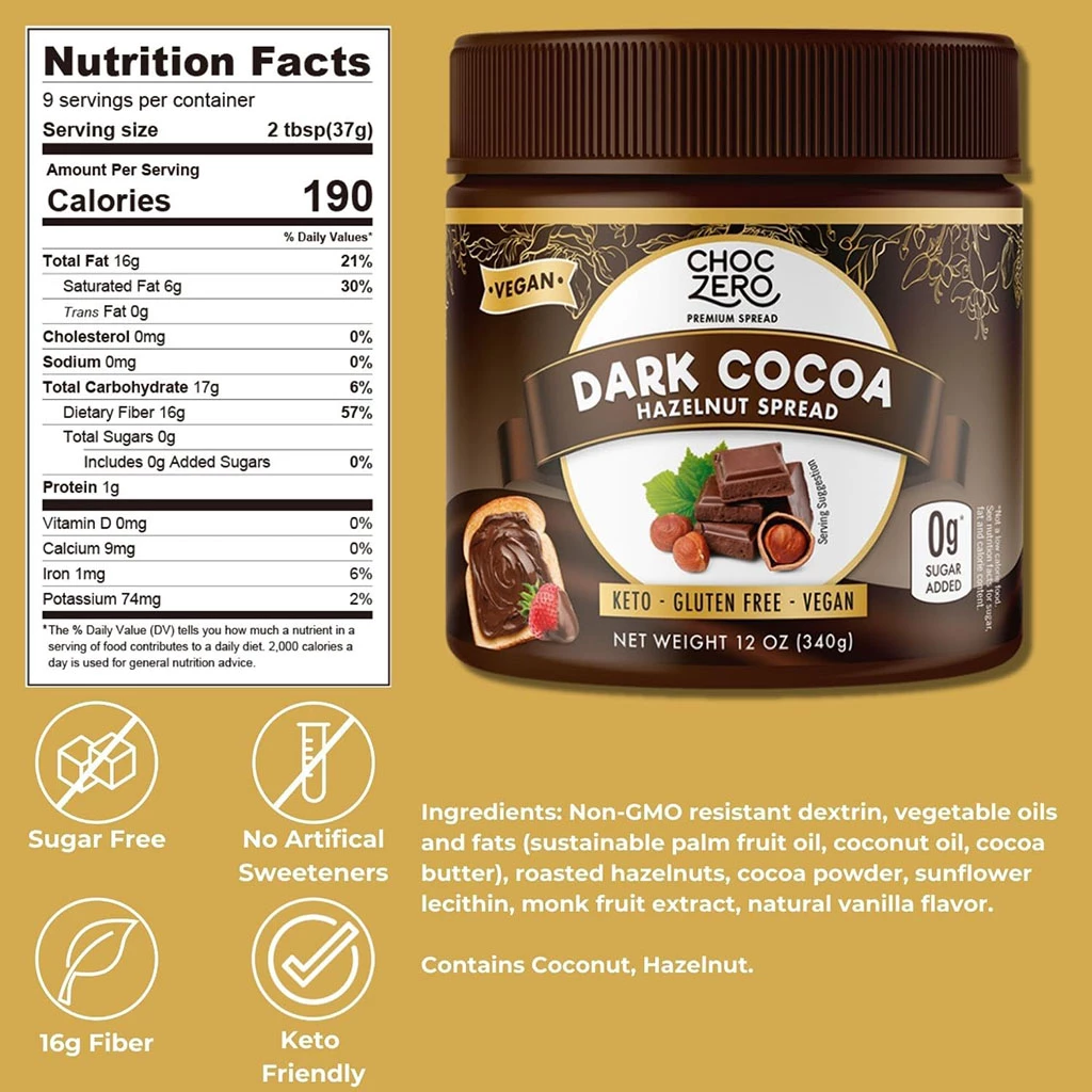 (Pre-Order ) Choczero 無添加糖純素黑朱古力榛子醬 340g Low Carbs Dark Chocolate Nutella